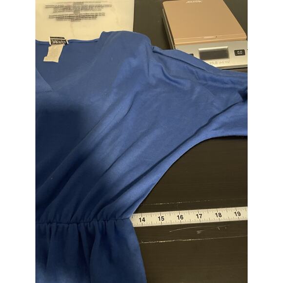 Vintage Womens Midi Dress Size 12 Blue Long Sleeve Neutral Minimalist 80s FLAW - Picture 8 of 12